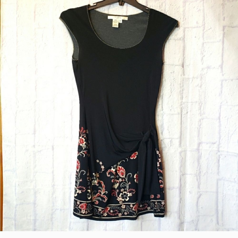 STUDIO M PETITE Popover Scoopneck Wrap-look Floral Dress Small Petite